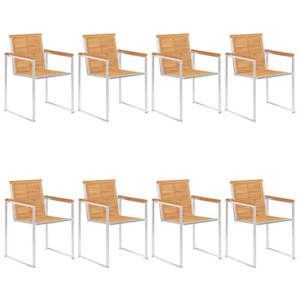 Sedie da Giardino con Cuscini 8 pz in Legno Massello di Teak 3078622