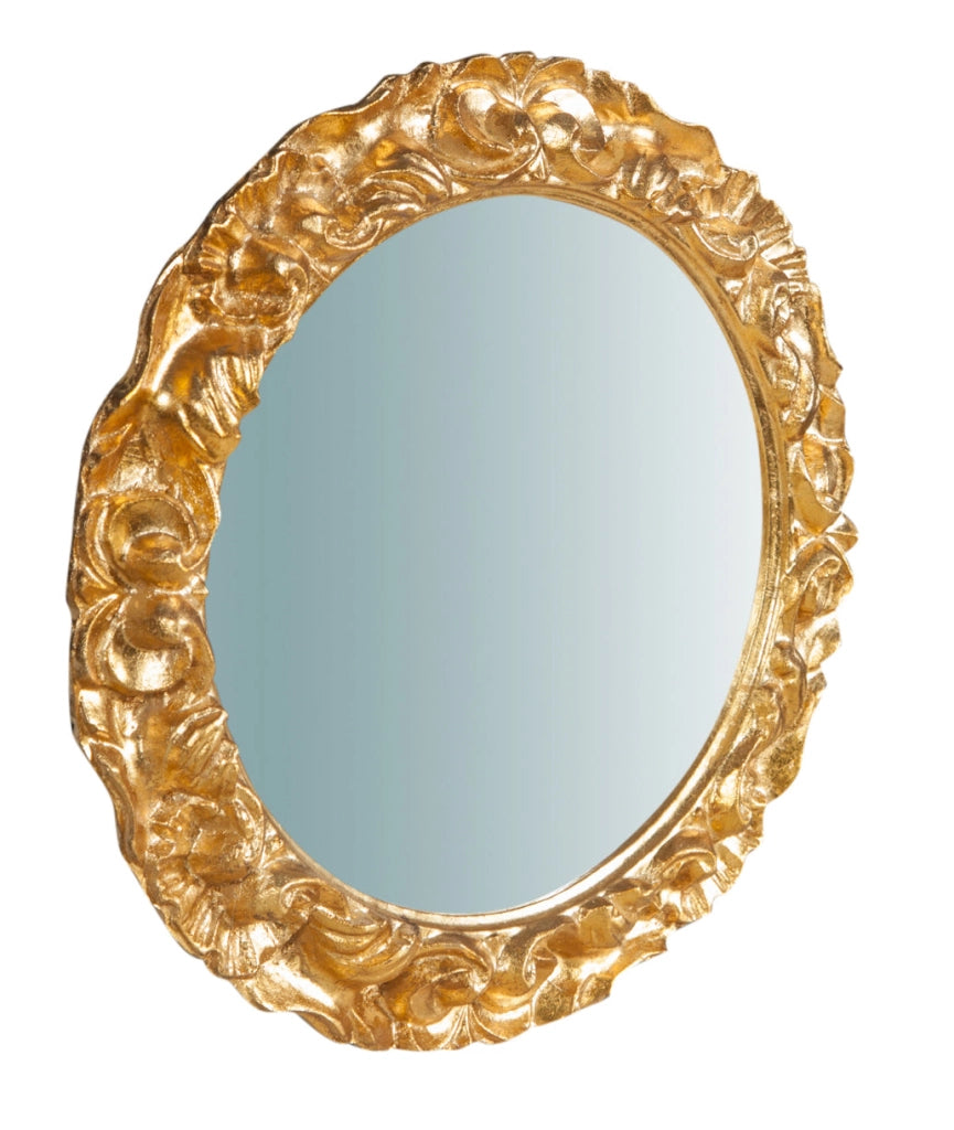 Biscottini Specchiera da parete in legno finitura foglia oro anticato L40XPR3XH40 cm Made in Italy