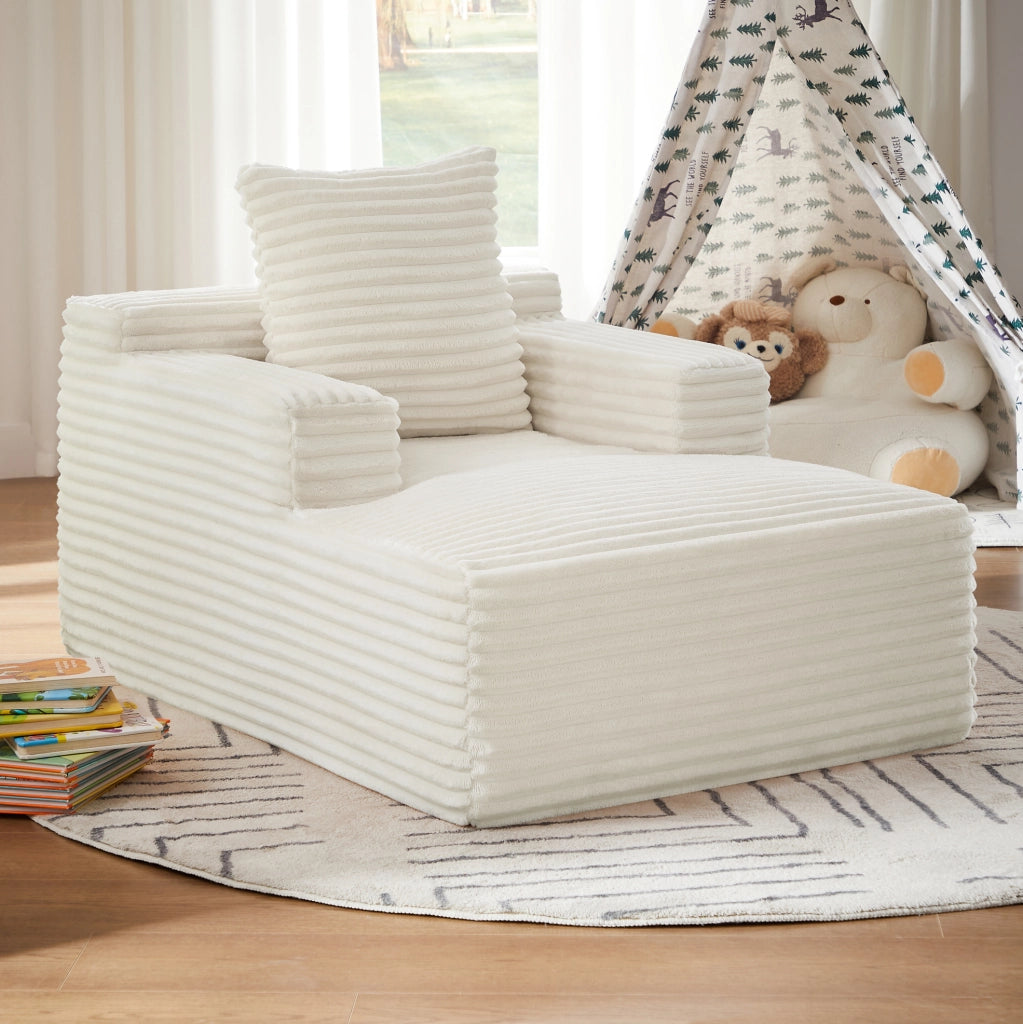 Chaise longue in velluto a coste beige senza montaggio