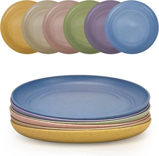 Set di 6 piatti da 15 cm, piatti da dessert, piatti da pizza, piatti da pasta, piatti da cake, piatti da insalata, BPA-free, piatti da tavola leggeri e compostabili, per pizza, pasta, torta, insalata (6 x 15 cm quadrato)