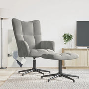 Poltrona Relax con Poggiapiedi Grigio Chiaro in Velluto 328106