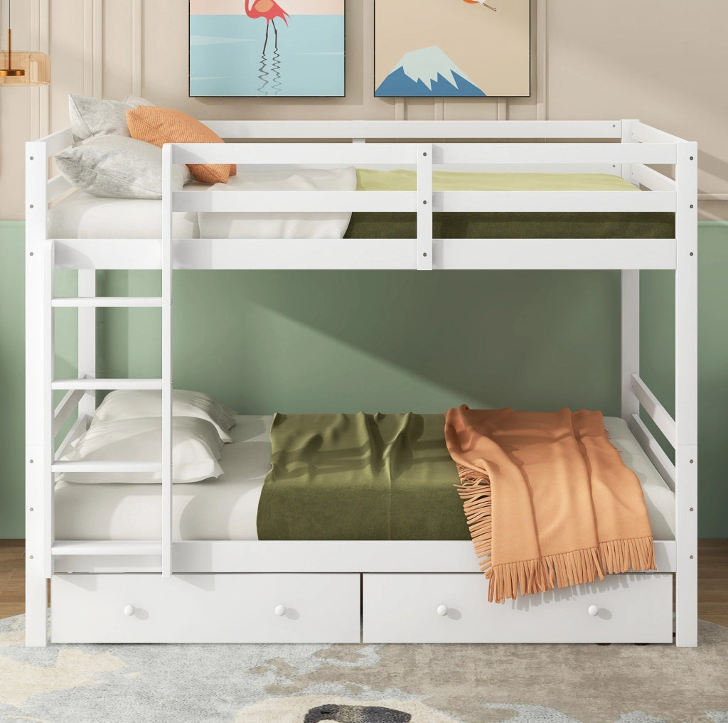 Letto a castello 140 x 200 cm bianco in pino e MDF