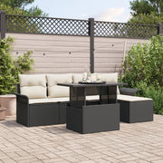 Set di Divani da Giardino con Cuscini Neri in Rattan Poliestere