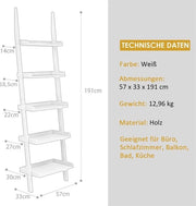 Ladderrek in Legno - Reticolo Decorativo in Piedi con 5 Sbarre per Piante e Libri