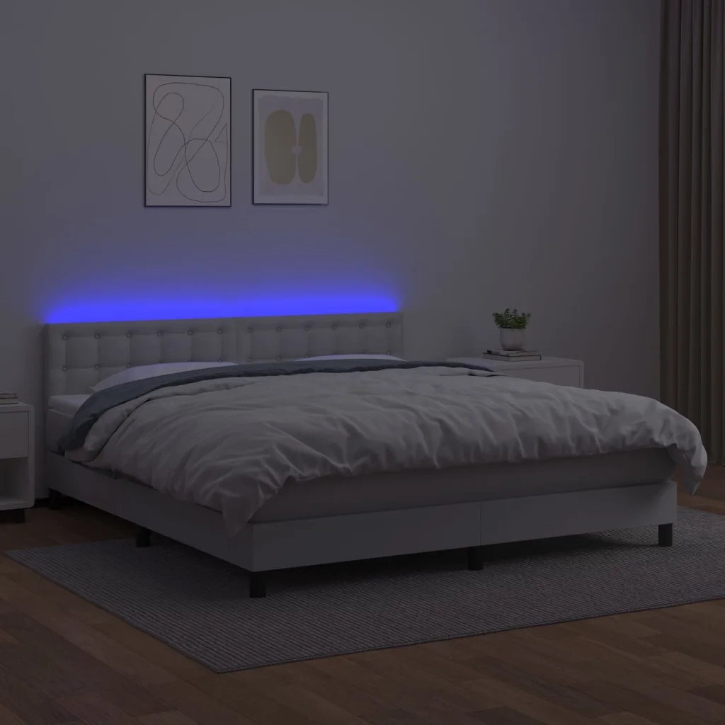 Giroletto Molle con Materasso e LED Bianco 180x200cm Similpelle 3134238