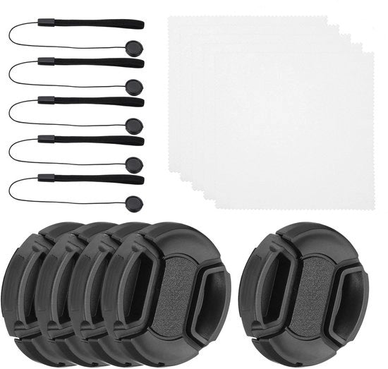 Set di cappucci per obiettivi - Protezione contro le scalfature - Nero - Universale - 5 pezzi - 39mm