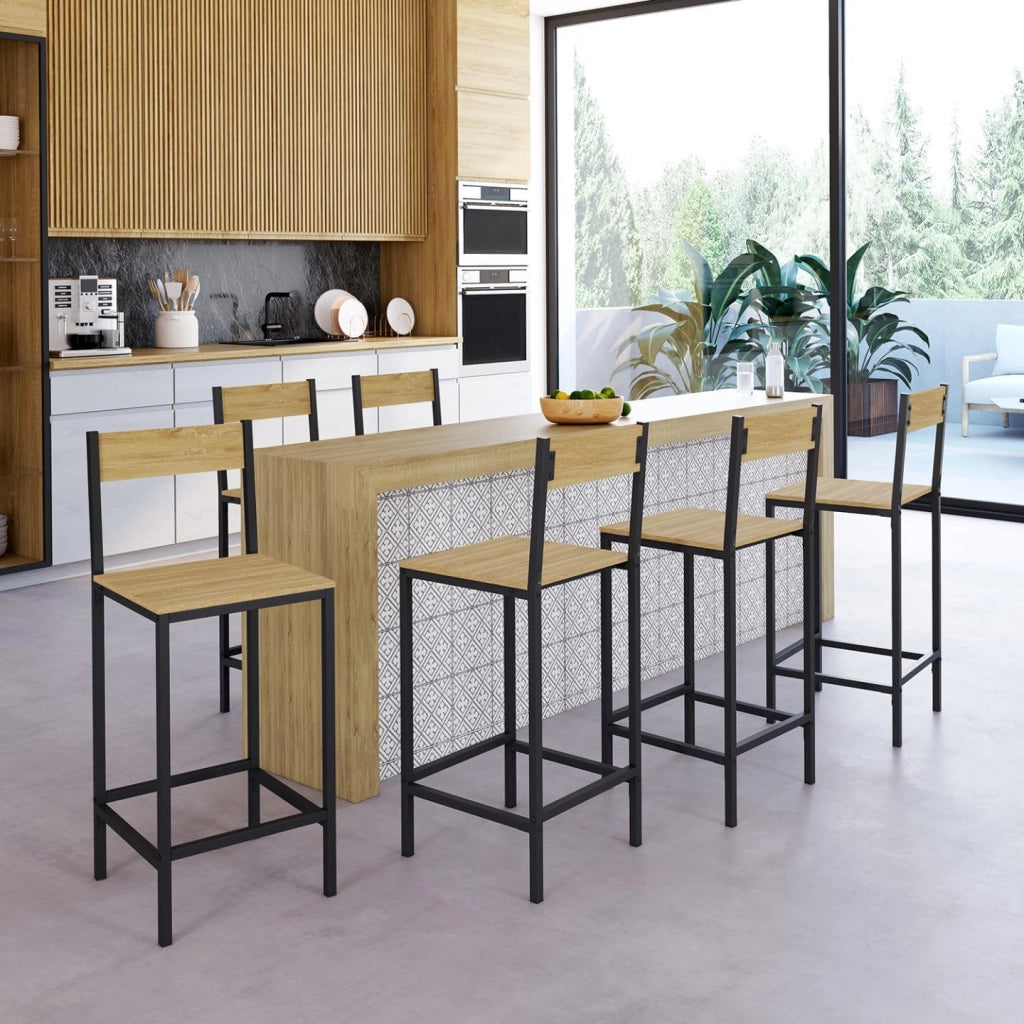 Set di 6 sgabelli da bar DETROIT con schienale sedia da cucina di design industriale
