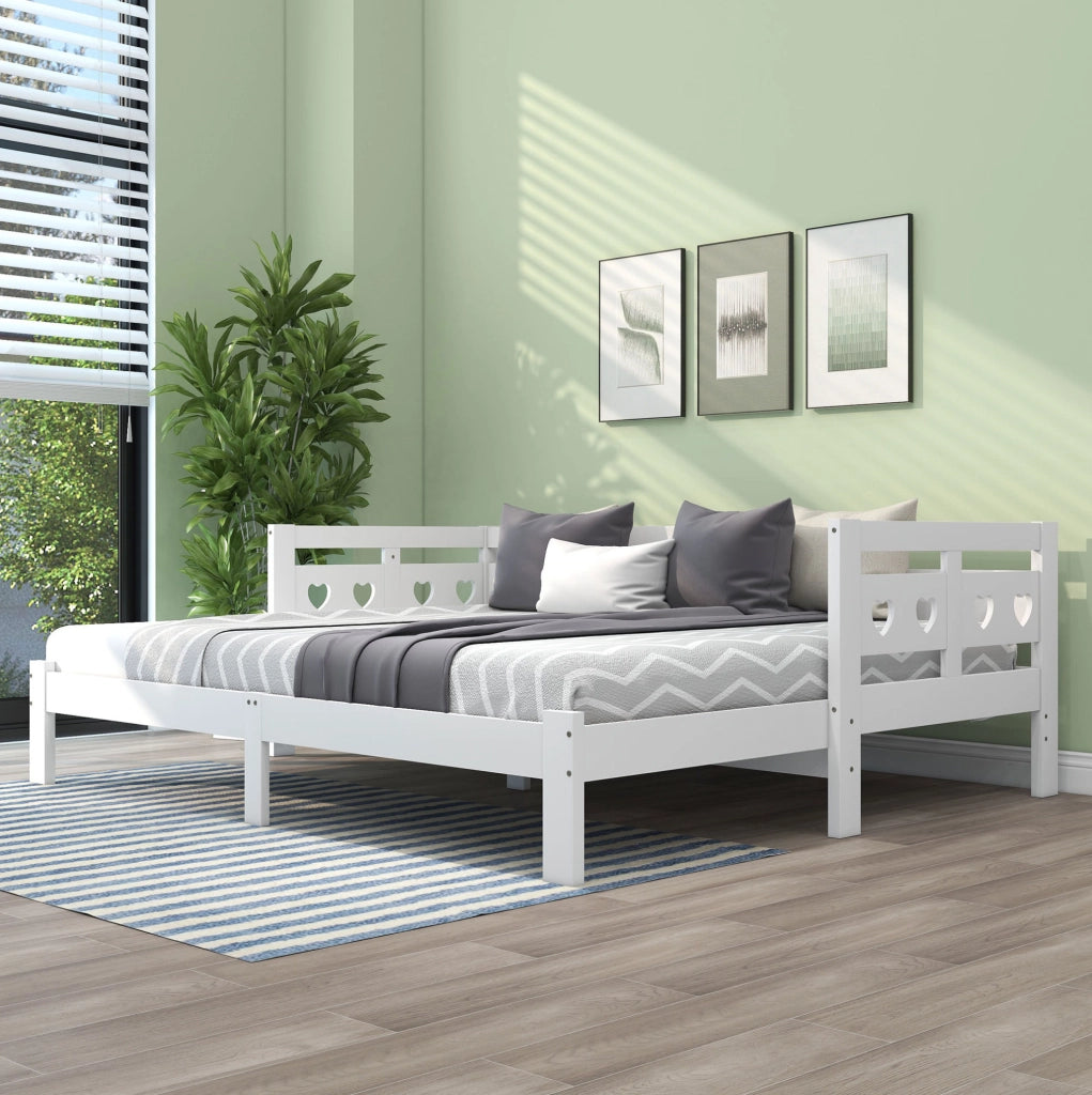 Letto daybed 90x200 cm; estensibile a forma di cuore; legno bianco (Senza materasso)