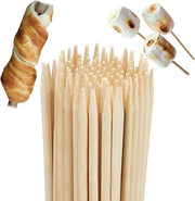 Set di Spiedini per Saté in Bambù da 100 - 90 cm Lunghezza - Per Marshmallow e Pane alla Griglia