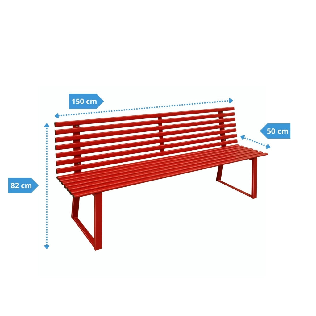 Andrys Panchina Giardino con Schienale 150x50x82 Zincata Rossa