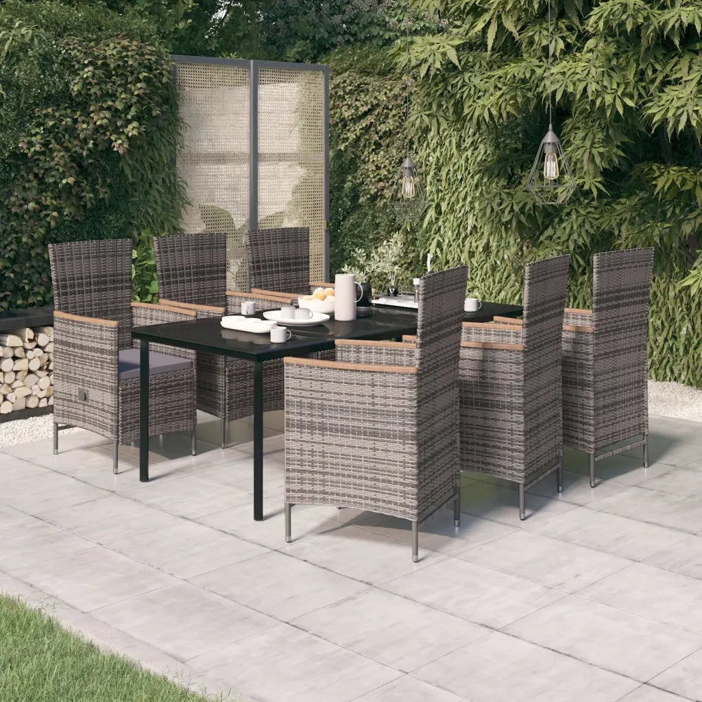 Set Mobili da Pranzo da Giardino 7 pz con Cuscini Grigio cod mxl 38743