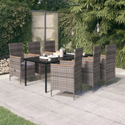 Set Mobili da Pranzo da Giardino 7 pz con Cuscini Grigio cod mxl 38743