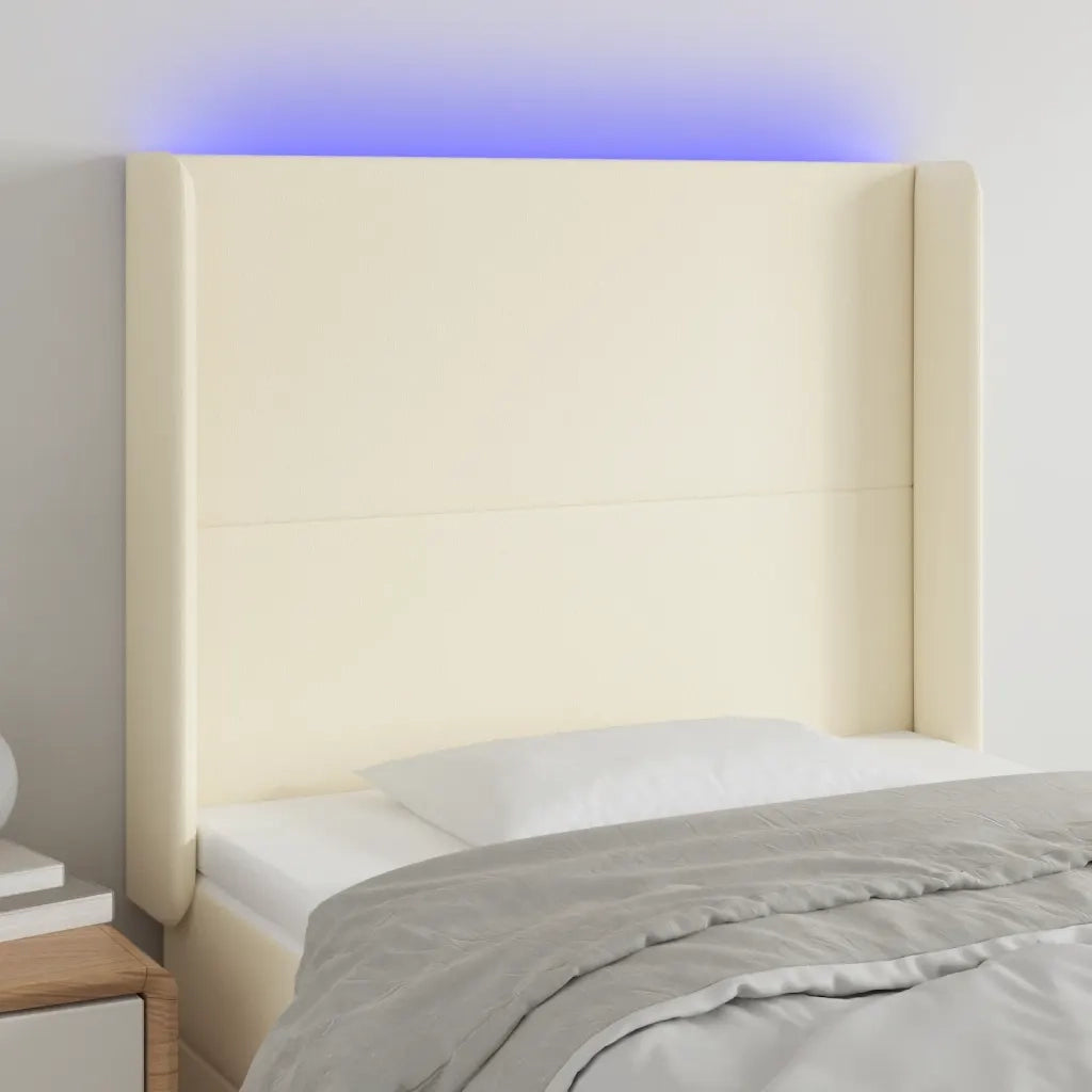 Testiera a LED Crema 83x16x118/128 cm in Similpelle cod mxl 50338