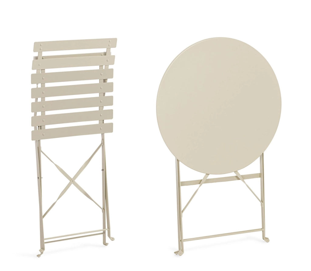 Set 3 Pezzi Bistrot da Giardino con Tavolo e 2 Sedie in Acciaio Verniciato Austin Gypsum
