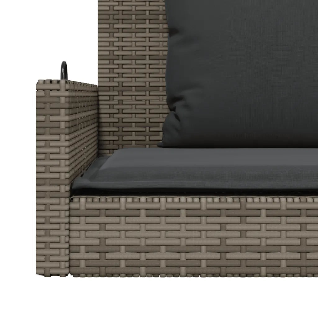 Panca da Giardino | Panchina Dondolo con Cuscini Grigia 119x56x48 cm in Polyrattan