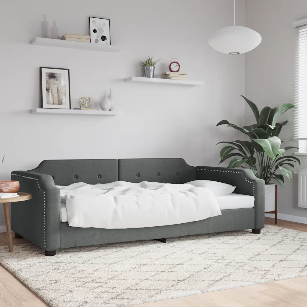 Letto singolo | Letto per adulti | Letto da Giorno Grigio Scuro 80x200 cm in Tessuto