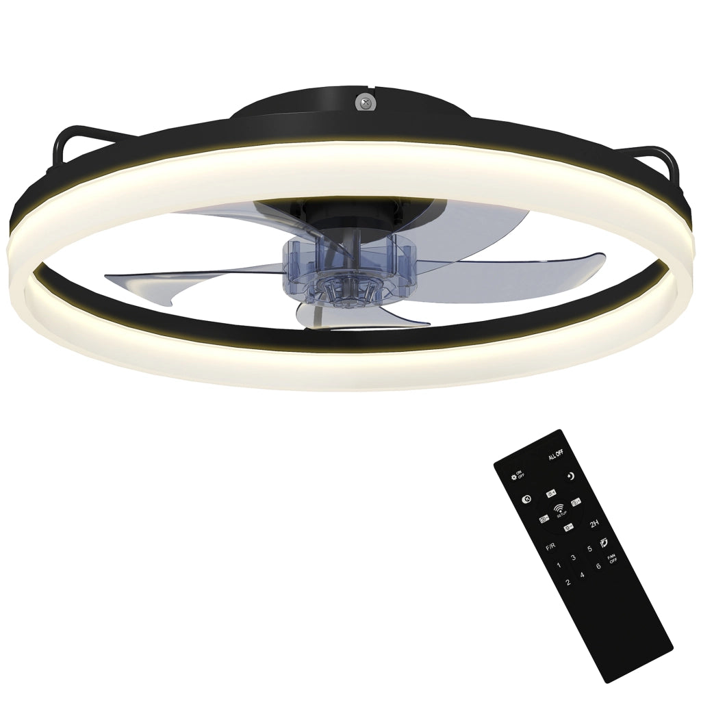 Ventilatore Soffitto con Luce LED Regolabile Telecomando ¨C Zephmum ¨C Nero Acciaio Plastica