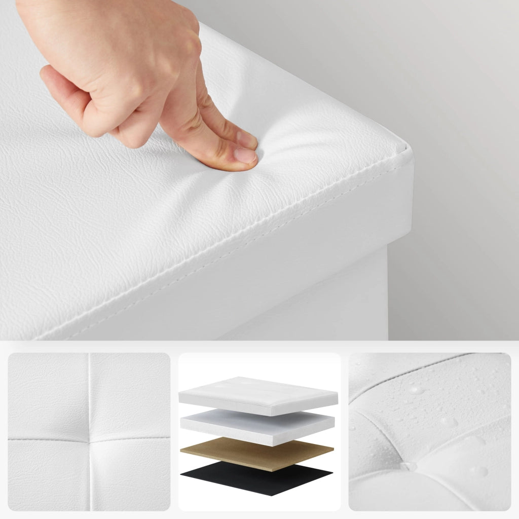 Valora PUFA Pouf Organizer Bianco MDF Seduta Contenitore