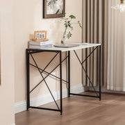 Scrivania pieghevole multifunzionale con struttura in MDF e metallo, per home office e piccoli spazi, bianco, 99 × 50 × 75 cm