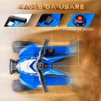 Quad Elettrico per Bambini 18-36 Mesi con Luci LED, Clacson e Pedali, 65.5x38.5x43.5 cm, Blu
