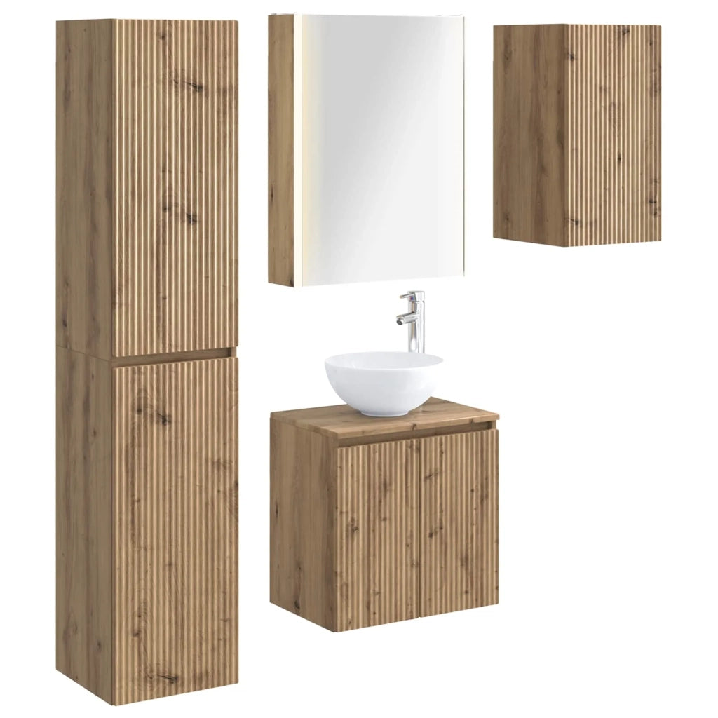 Set di Armadi da Bagno 5 pcs Rovere Artigianale 3407310
