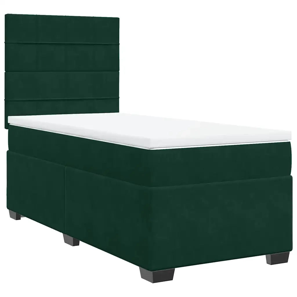 Giroletto a Molle con Materasso Verde Scuro 80x200 cm Velluto