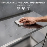Scaffale da Cucina a 5 Livelli Regolabili su 13 Altezze Diverse, in Acciaio Inox, 91x40x139 cm, Argento