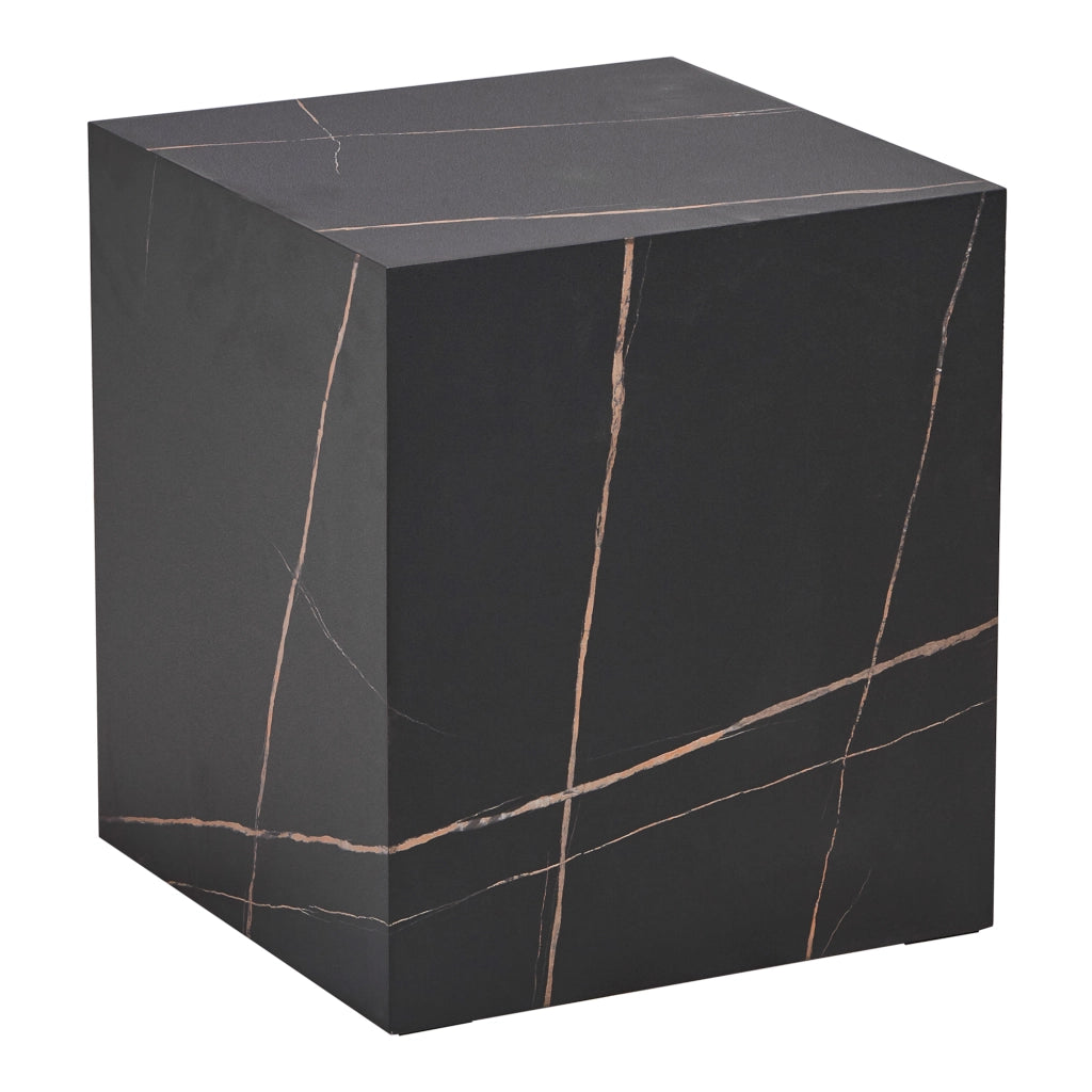 Tavolino Ellelu a Forma di Cubo 45 x 40 x 40 cm - Effetto Marmo Nero [en.casa]