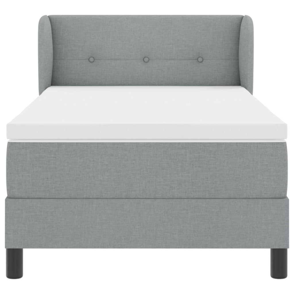 Letto Box Spring con Materasso - Grigio Chiaro, 90x200 cm, Tessuto