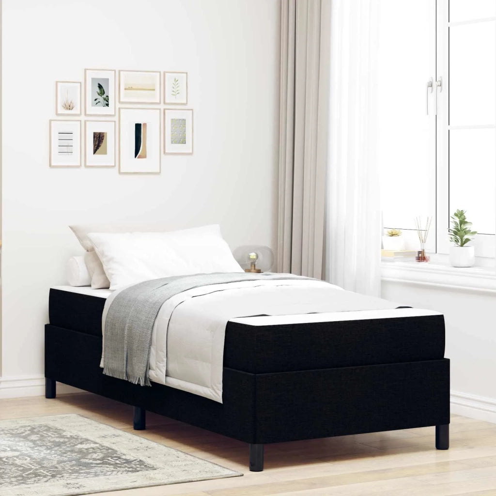 Letto a molle con materasso Nero 90 x 190 cm Tessuto 3398824
