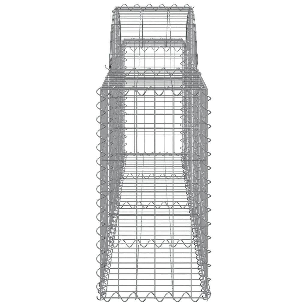Cestini gabbioni recinzione a gabbia muro di contenimento ad arco 15 pezzi 200 x 30 x 60/80 cm ferro zincato argento 02_0040408