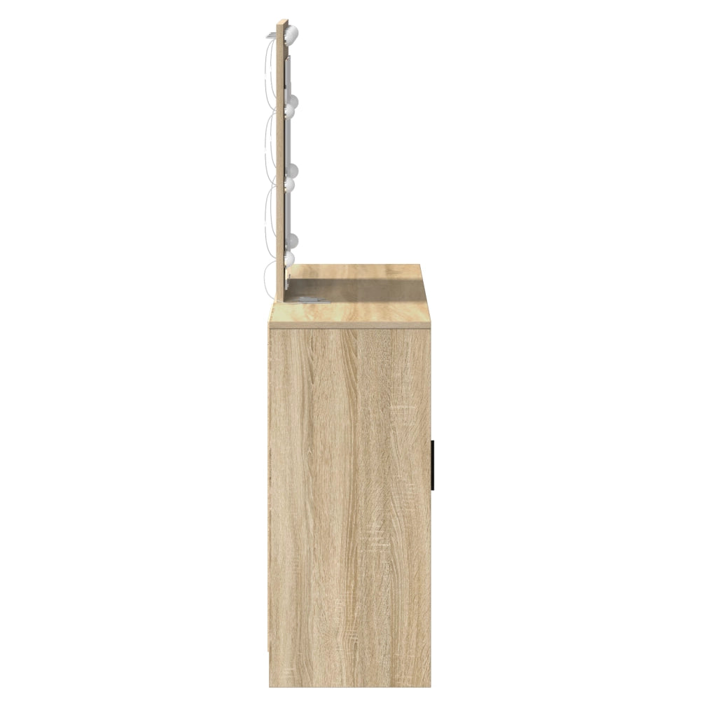 Toeletta con luci LED in rovere di Sonoma, 102x33x135 cm