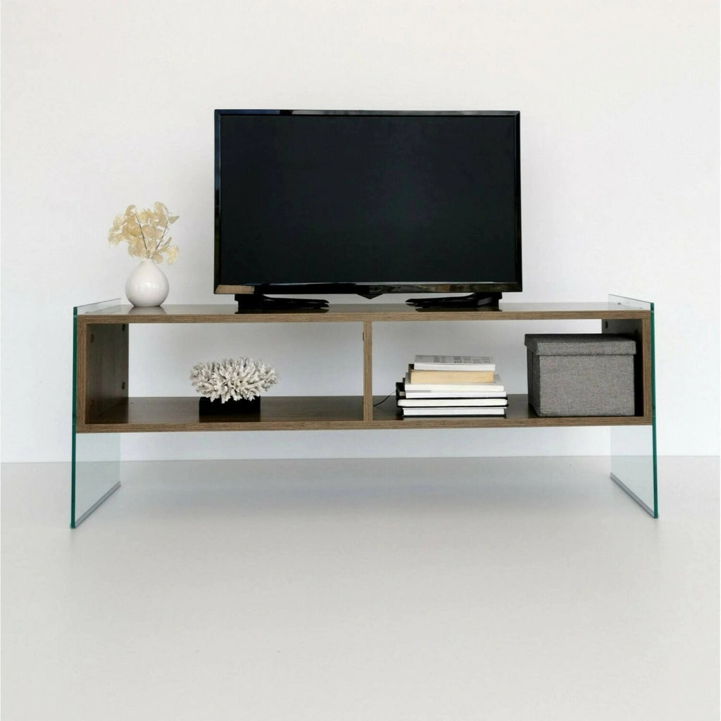 Mobile porta TV Winifred, Credenza da soggiorno, Armadio basso per TV, Base parete attrezzata, 120x35h45 cm, Noce