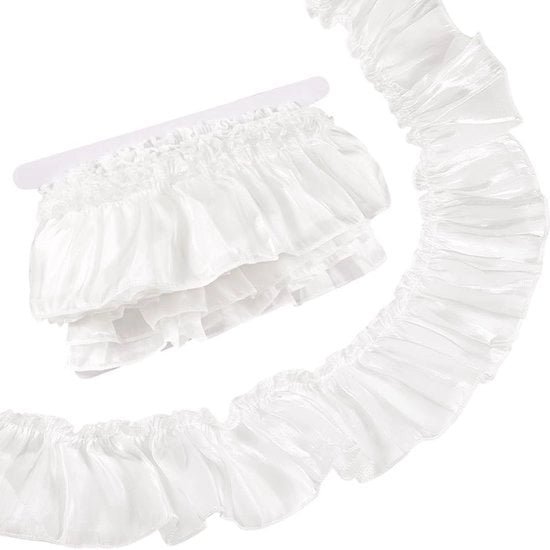 Lana per accessori di abbigliamento - 6 m - Poliestere Bianco - 8 cm Largo - Finitura satinata - Manufatti DIY - Adatto per accessori di moda