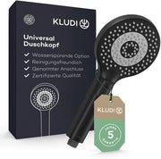 Douchekop universale X3, opzione di risparmio d'acqua, douchekop con 3 tipi di getto (corpo, capelli, pelle), facile da pulire, Ø 11,7 cm, douchekop, nero lucido