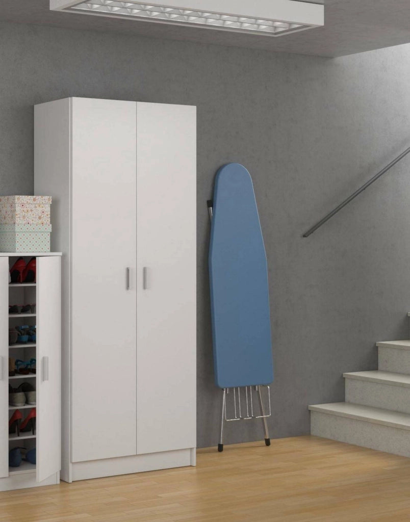 Sora, Armadio Multiuso 2 Ante 3 Ripiani, 34.6x180h cm Bianco