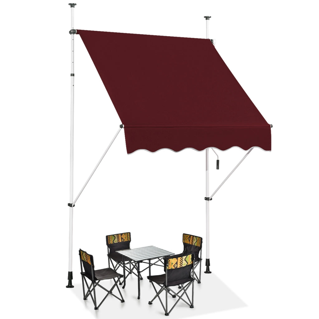 Tenda a molla larga 150 cm senza forare da balcone resistente ai raggi UV, Tenda regolabile in altezza Rosso-Tende parasole