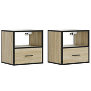 Set di 2 Comodini | Armadio da Notte | Mobiletto da notte a Muro Rovere Sonoma 40x31x39,5 cm