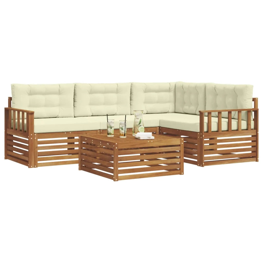 Set di divani da esterno con cuscino 5 pcs Naturale e Crema 3373410