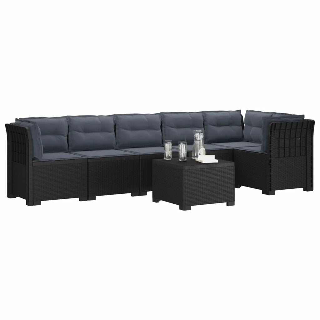 Divano da Giardino 6 Posti con Cuscini Aspetto Rattan PP 3444125