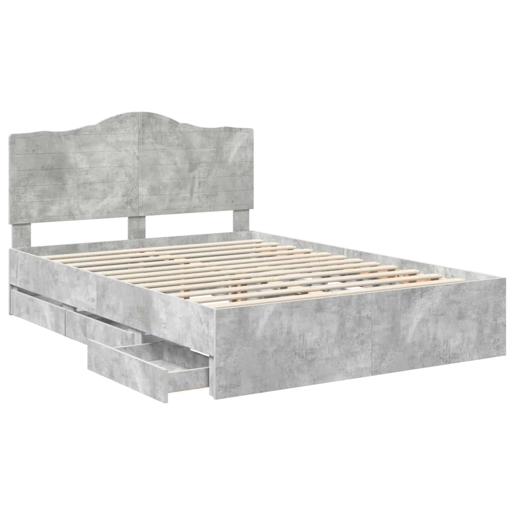 Struttura del letto con cassetto Grigio Cemento 140 x 190 cm 3413418