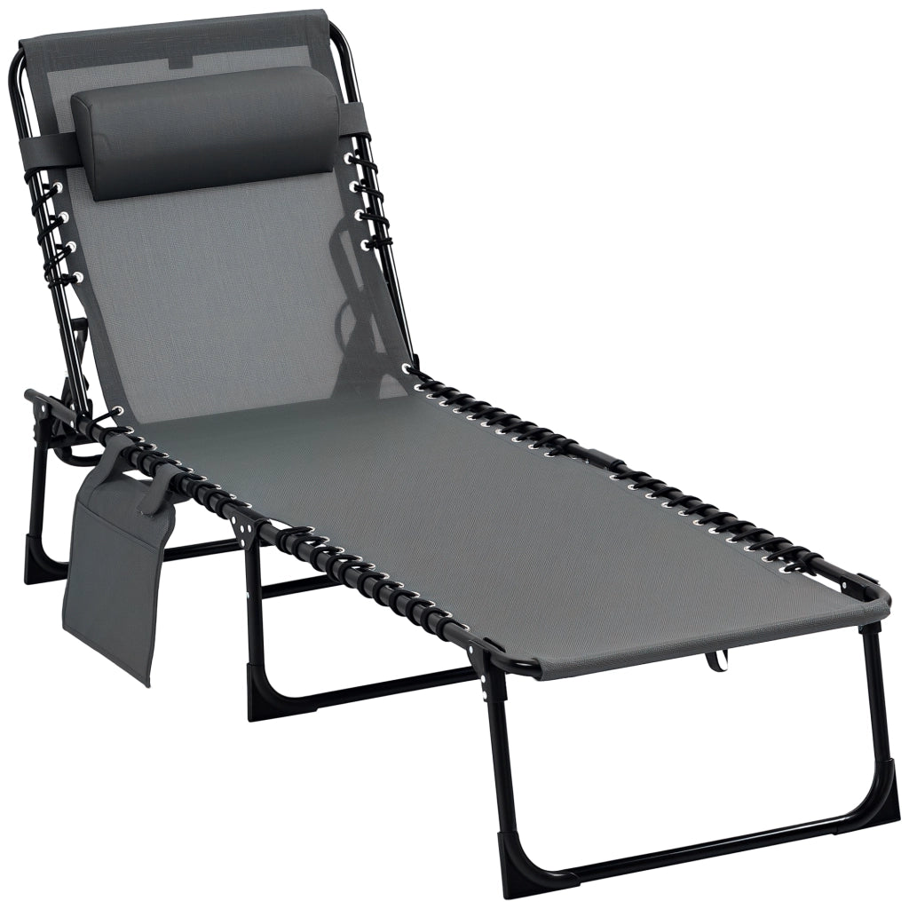 Sdraio pieghevole ¨C zephmum ¨C Grigio, Acciaio, Tessuto rete, Con cuscino