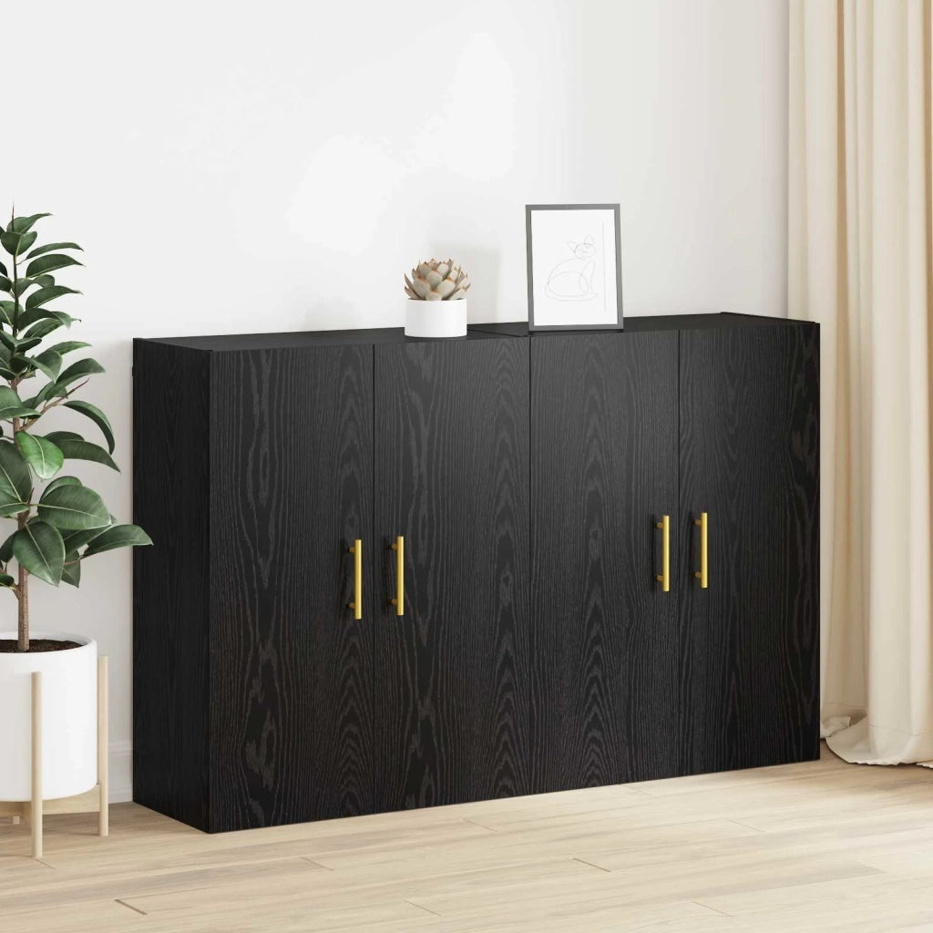 Mobiletto a muro 2 pcs Rovere Nero 69,5 x 34 x 90 cm 3394514
