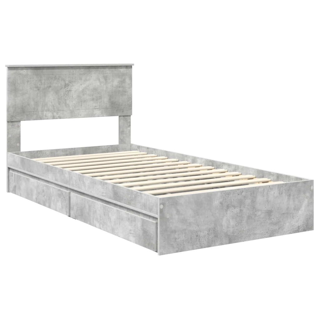 Letto con Contenitore con testiera Grigio cemento 100 x 200 cm