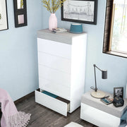 Cassettiera Armo, Settimanale a 5 cassetti, Mobile ComÒ² per camera da letto, ComÒ² moderno, cm 61x40h118, Bianco