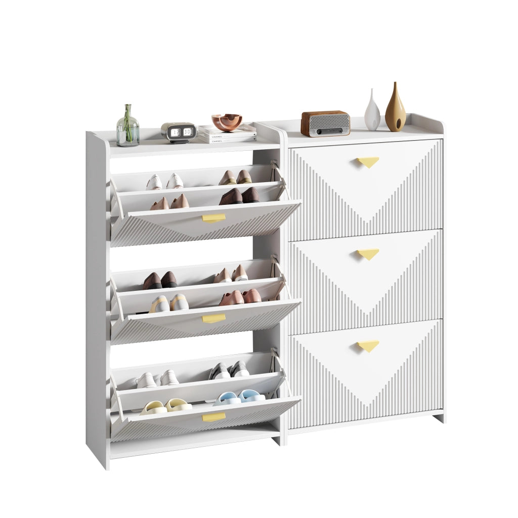 Scarpiera con Ante a Ribalta e Sideboard ¨C Xylo ¨C Bianco, MDF, 140x30x120 cm