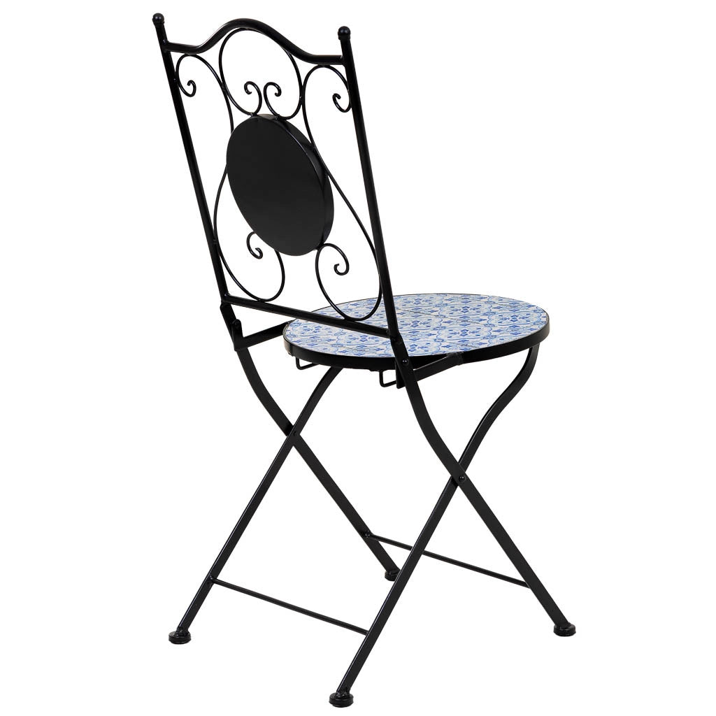 Tavolo + 2 sedie in ferro battuto, D60x75h-sedia(2): D38x46-90h Nero