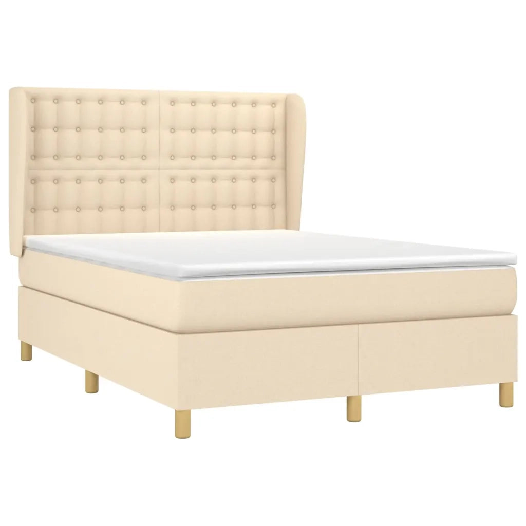 Giroletto a Molle con Materasso Crema 140x19 cm in Tessuto 3128842