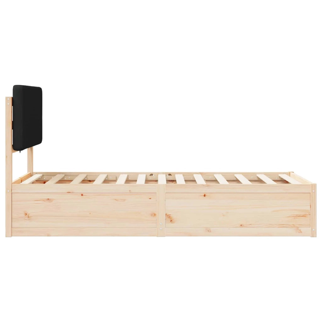 Letto con Testiera Rivestita Nero 80 x 200 cm Pino massello