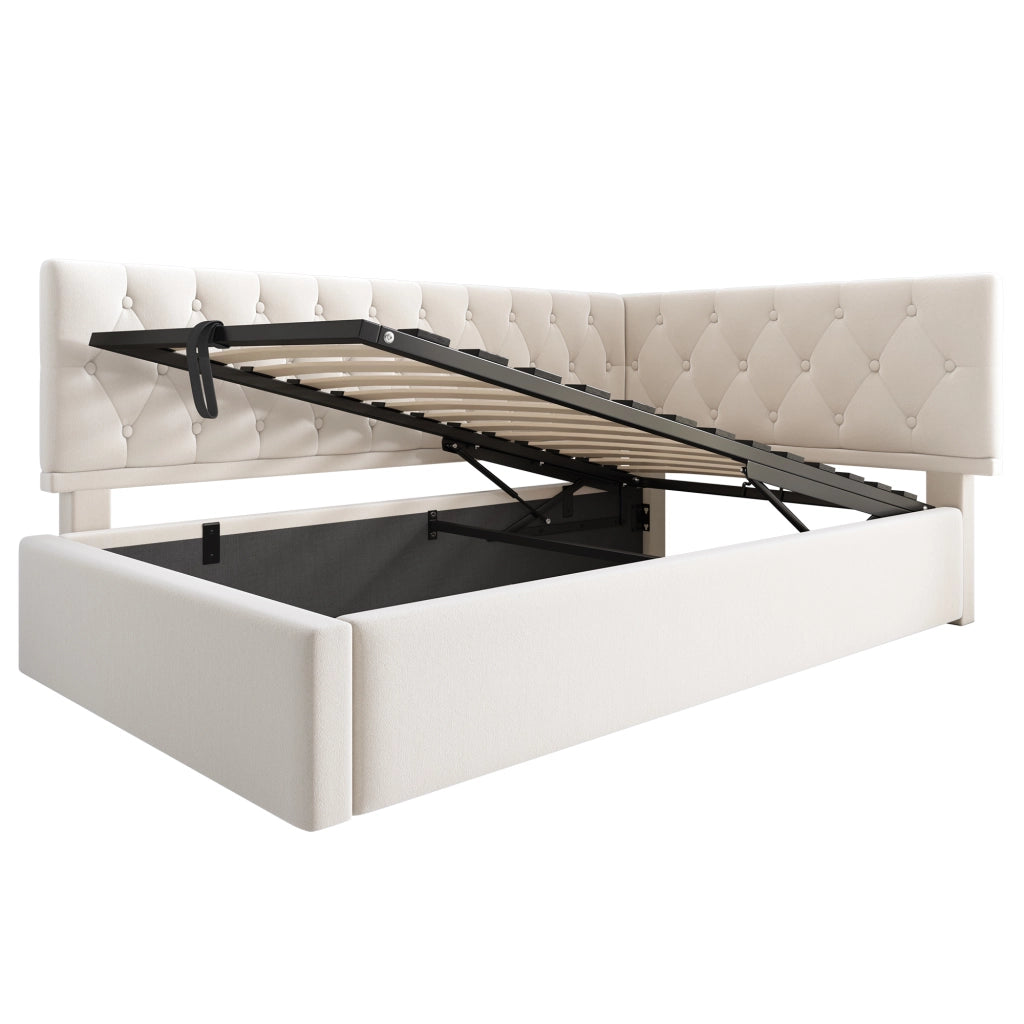 LETTO Contenitore 90x190 cm in velluto beige